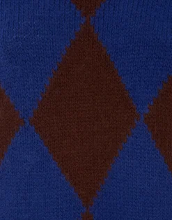 Argyle GiletBordeaux/Blue in Wool