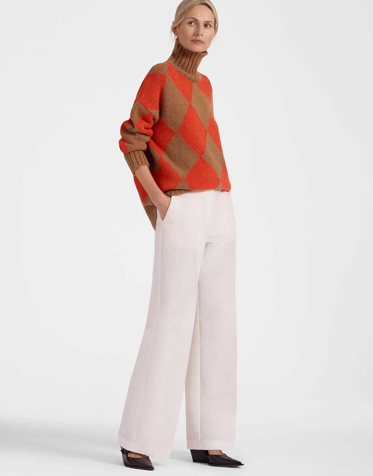 Argyle SweaterCamel/Orange in Wool
