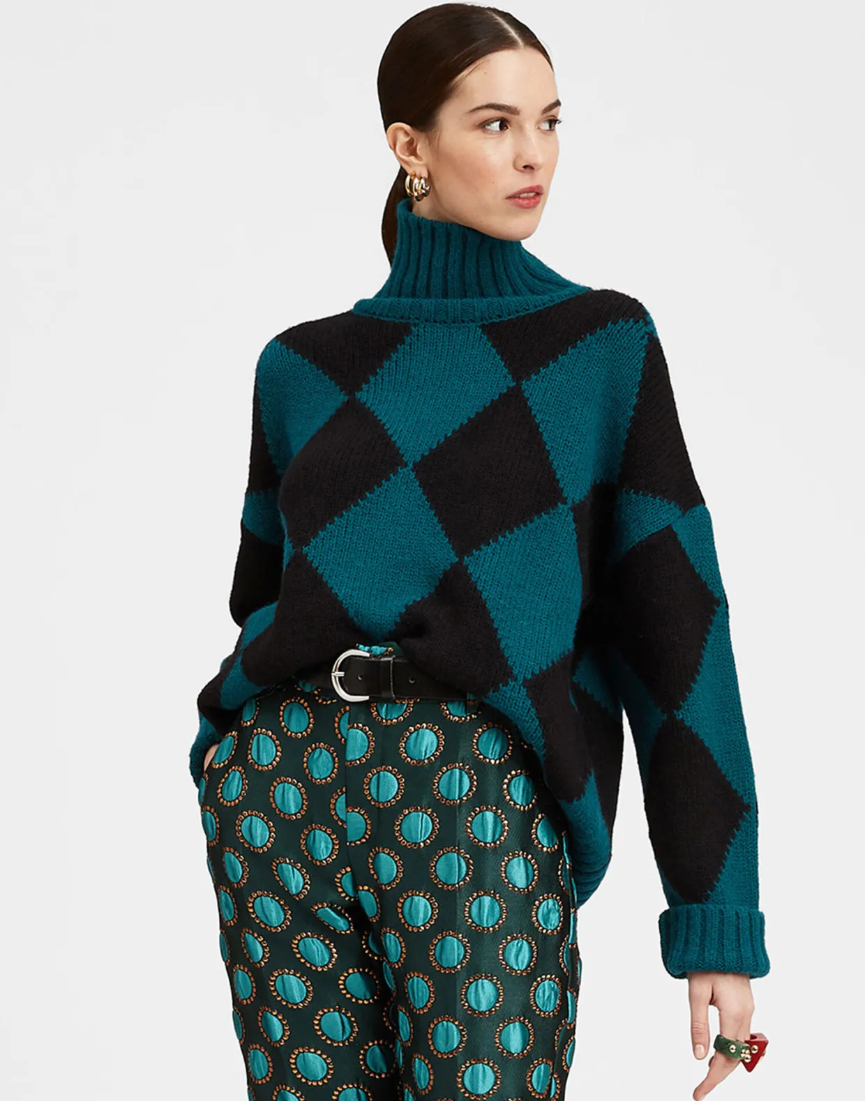 Argyle SweaterGreen / Black in Wool
