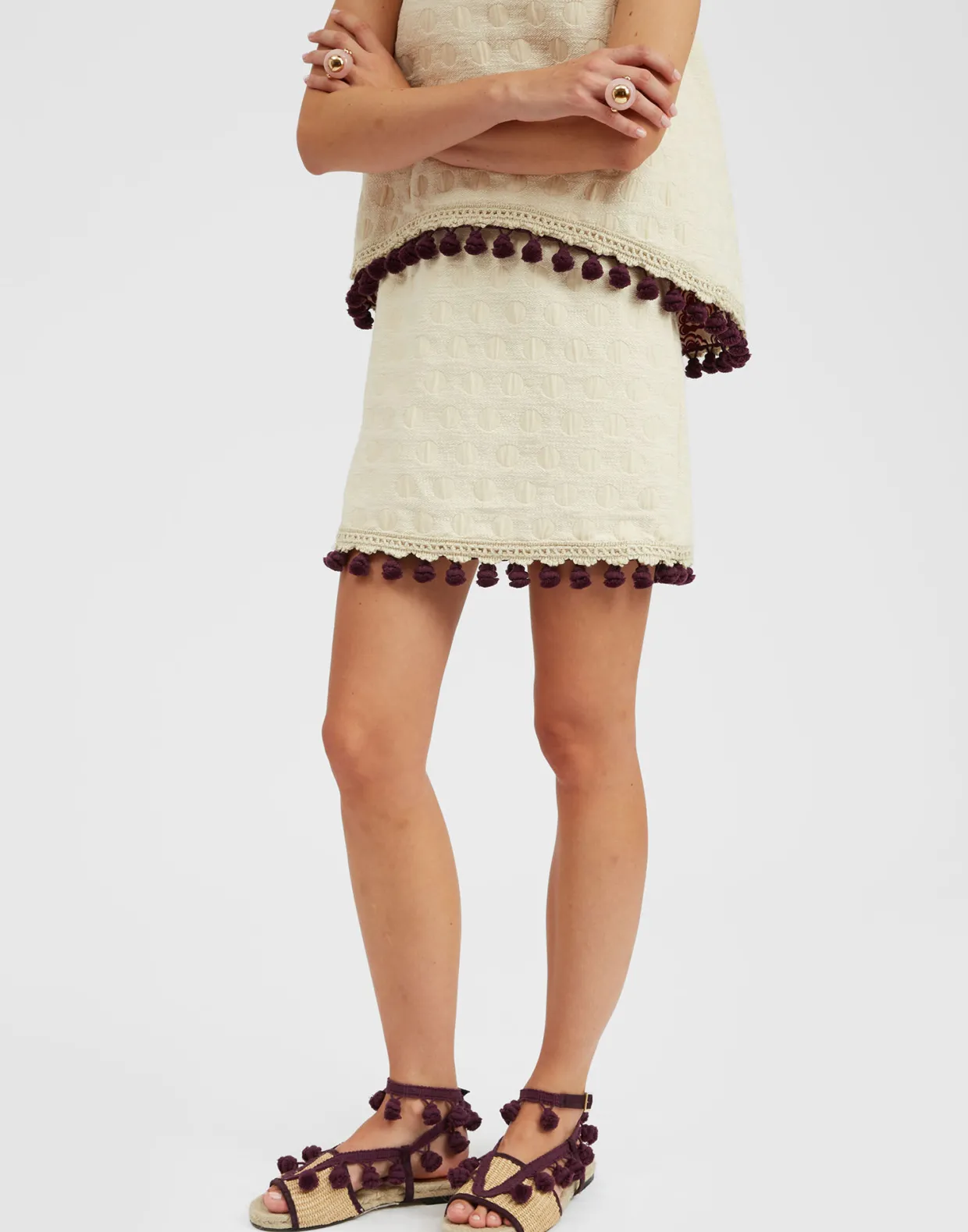 Baia Mini Skirt EmbroideredCreamy in Jacquard