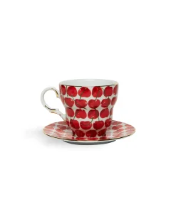 Big Mama Cup And SaucerCherries Avorio in Porcelain
