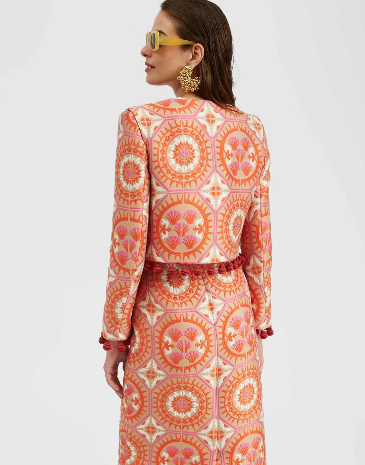 Bijoux JacketSun Orange in Jacquard With Tassels