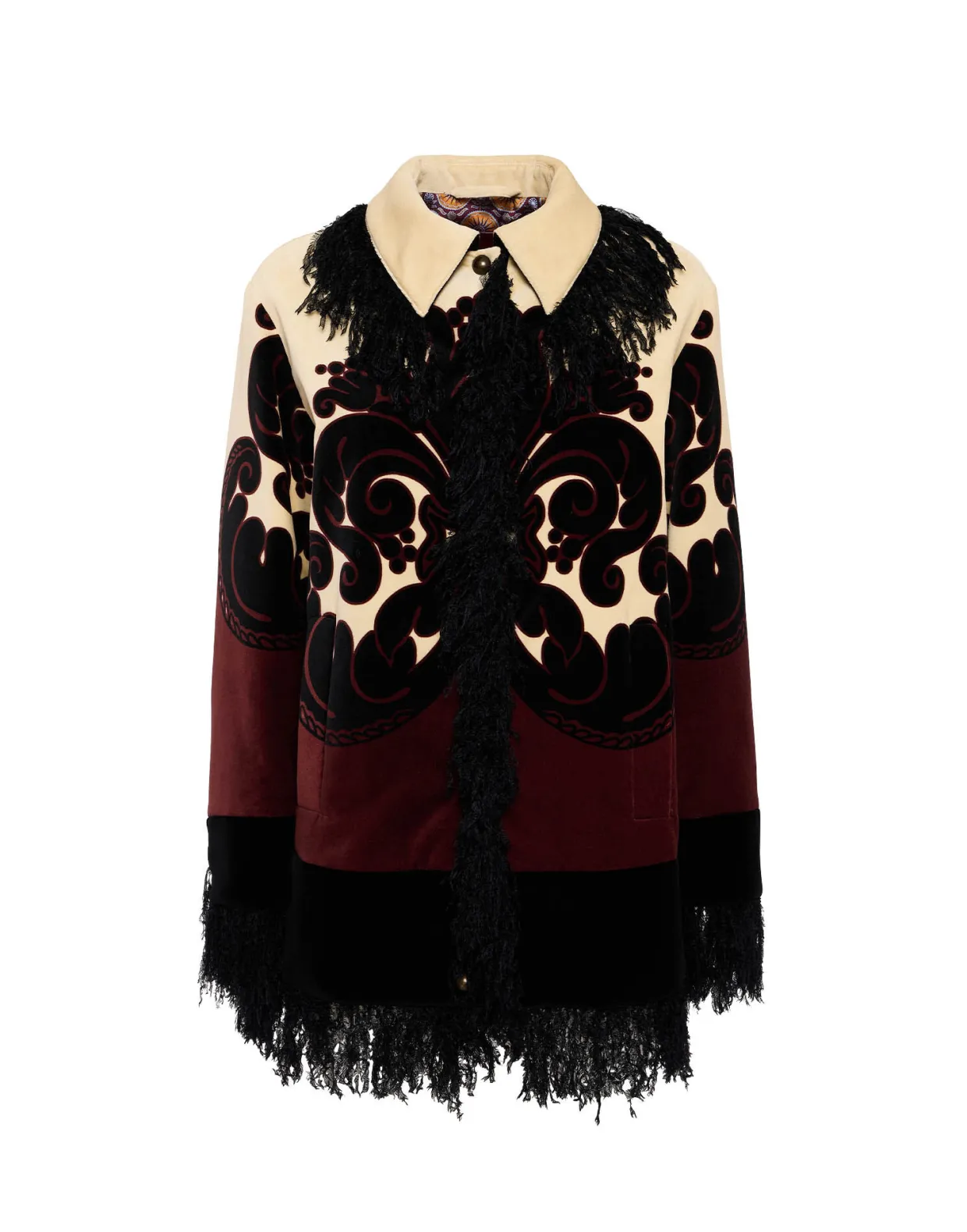 Bonanza JacketCorsini Placée Cream in Cotton Velvet With Fringes