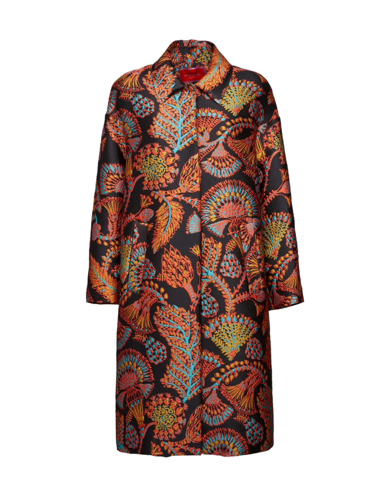 Boxy CoatSicomore Black in Jacquard