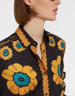 Boy ShirtDaisychain Placée Orange in Silk Twill