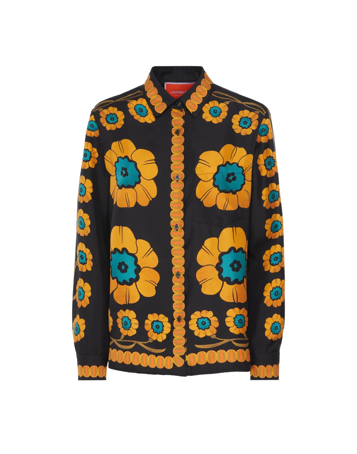 Boy ShirtDaisychain Placée Orange in Silk Twill