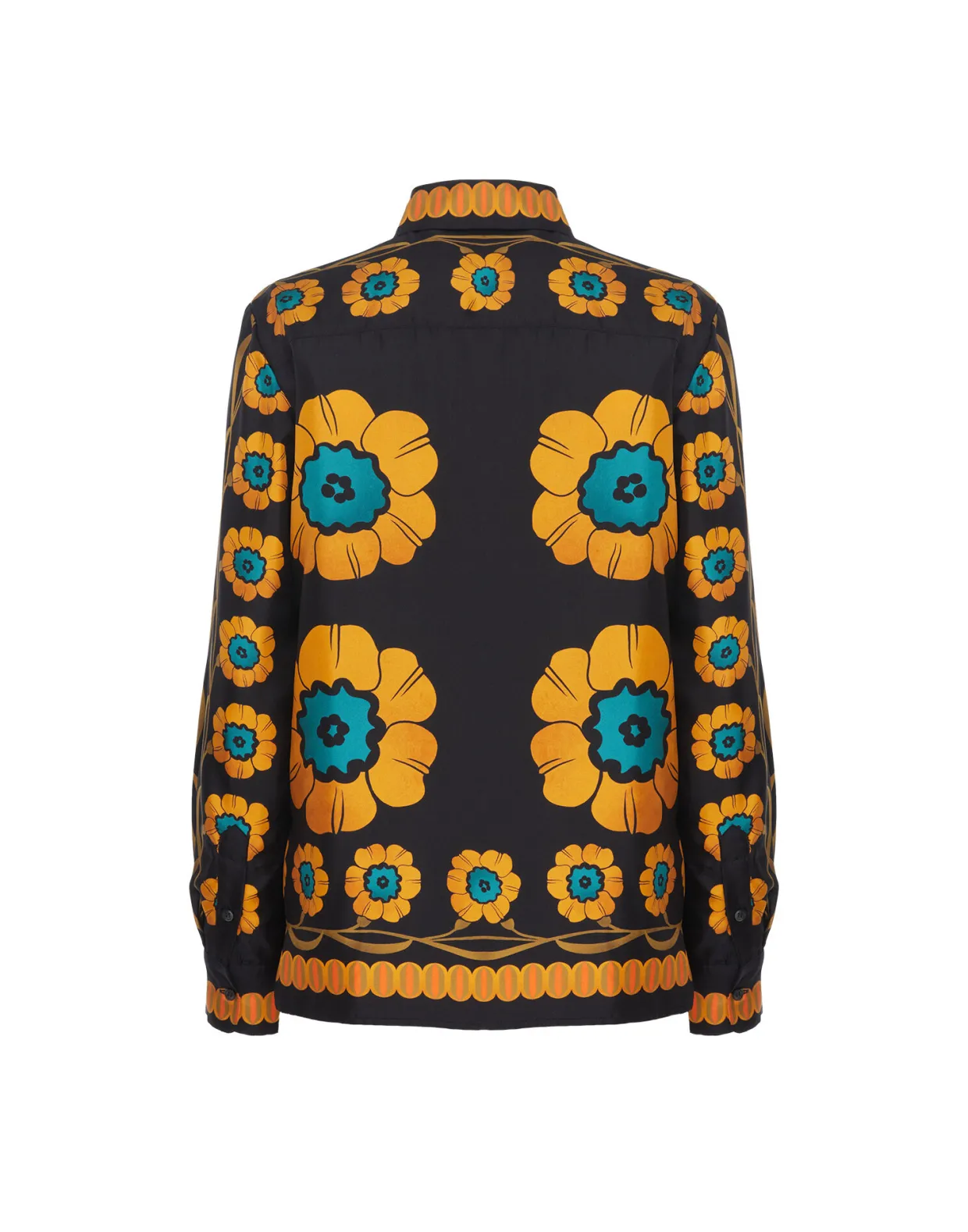 Boy ShirtDaisychain Placée Orange in Silk Twill
