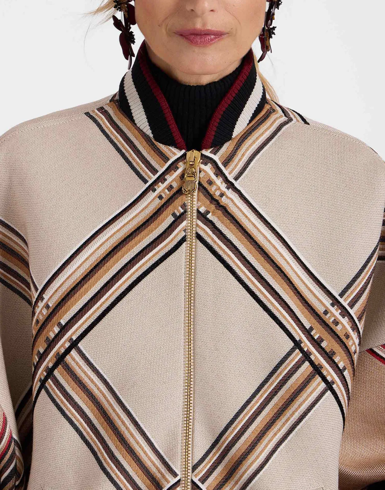 Brooklyn BomberLady Check Light Beige in Wool