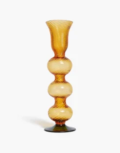 Bubble Candle StickSolid Amber in Murano Glass