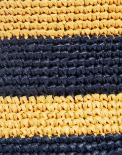 Bucket HatColor Block Navy in Raffia Crochet