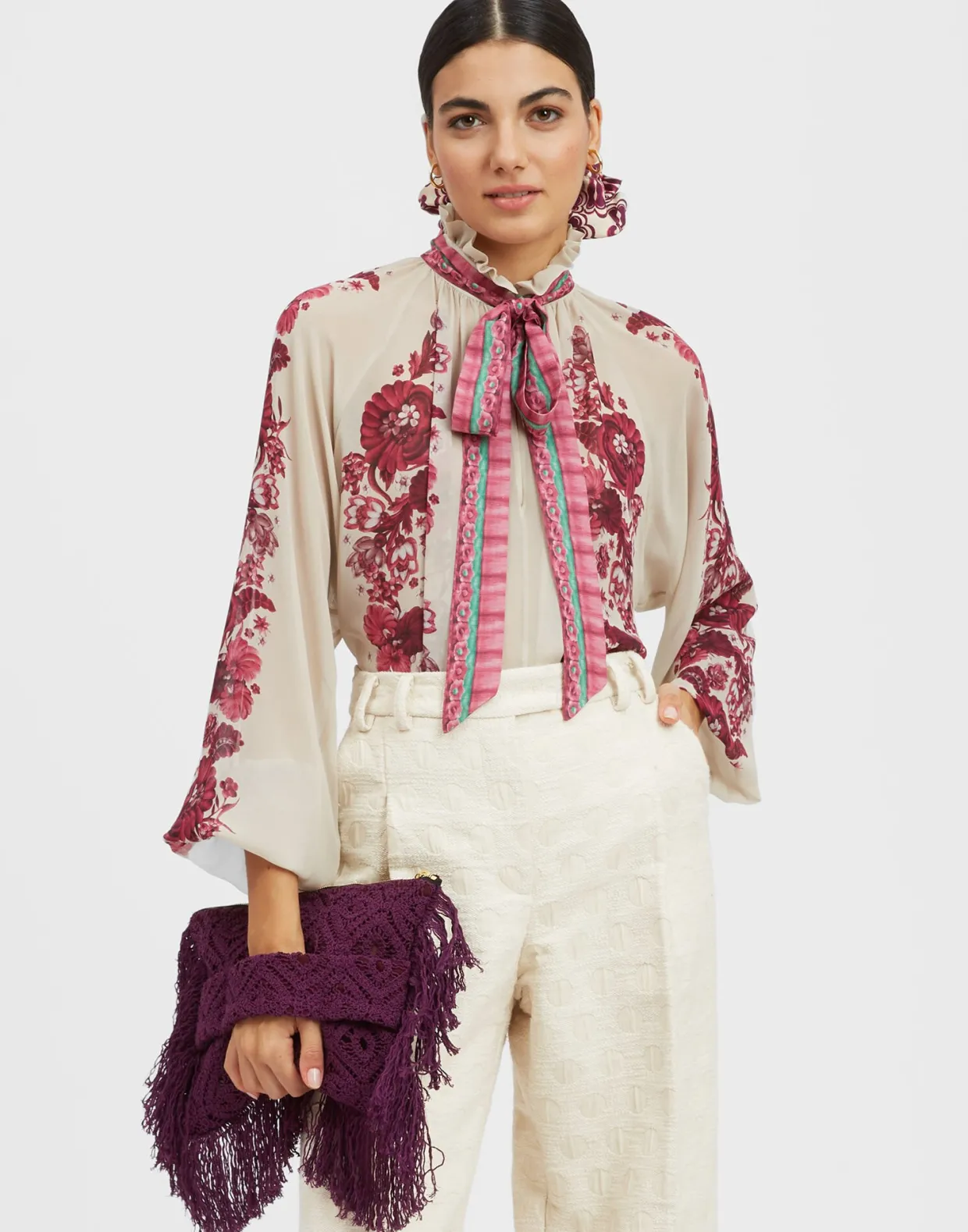 Cerere BlouseZodiac Placée Purple in Silk Chiffon