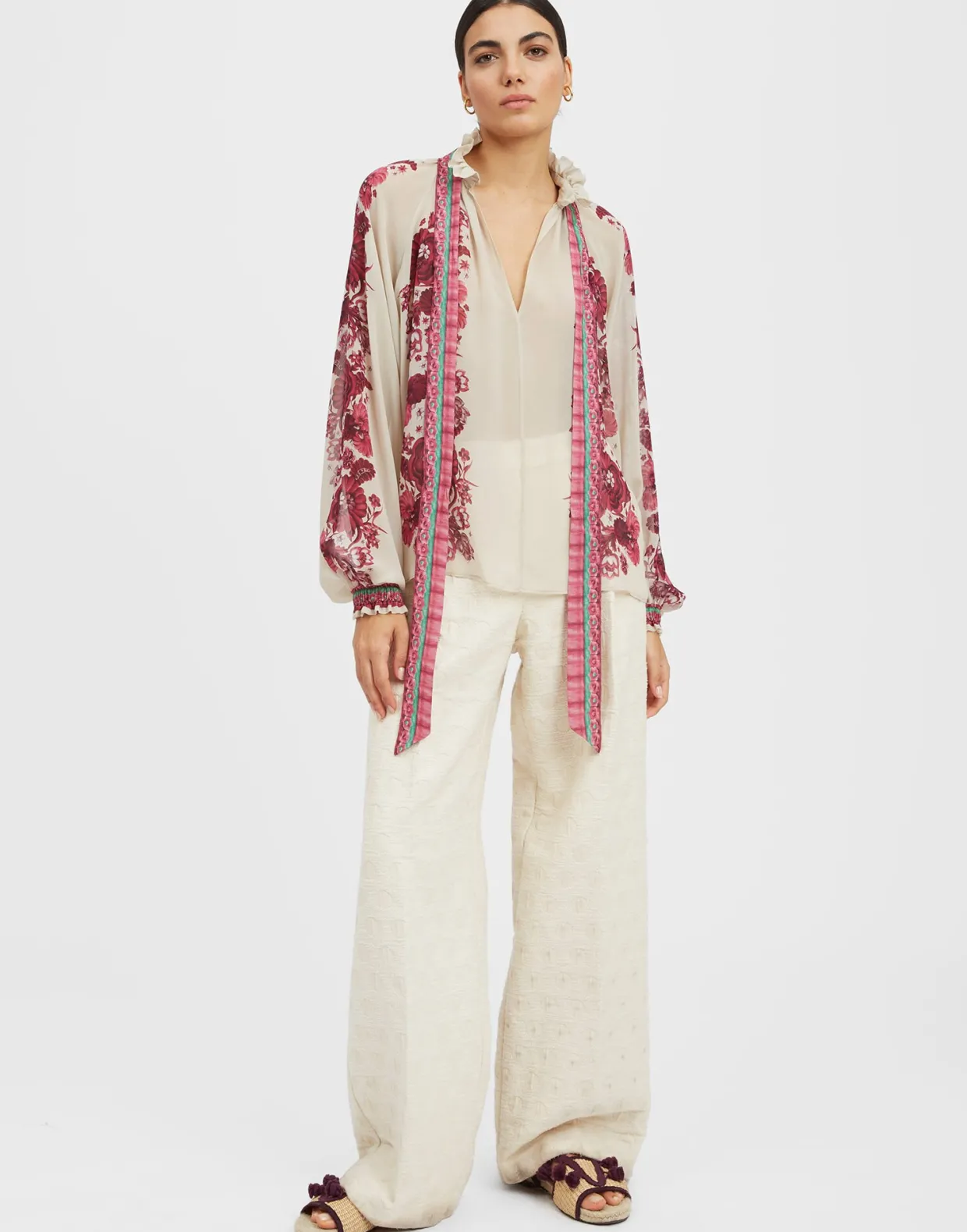 Cerere BlouseZodiac Placée Purple in Silk Chiffon