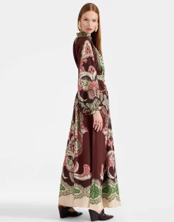 Cerere DressPortal Plac&eacute;e Brown in Silk Voile