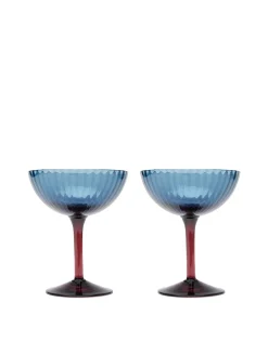 Champagne Coupe Set of 2Blu Fumé in Glass