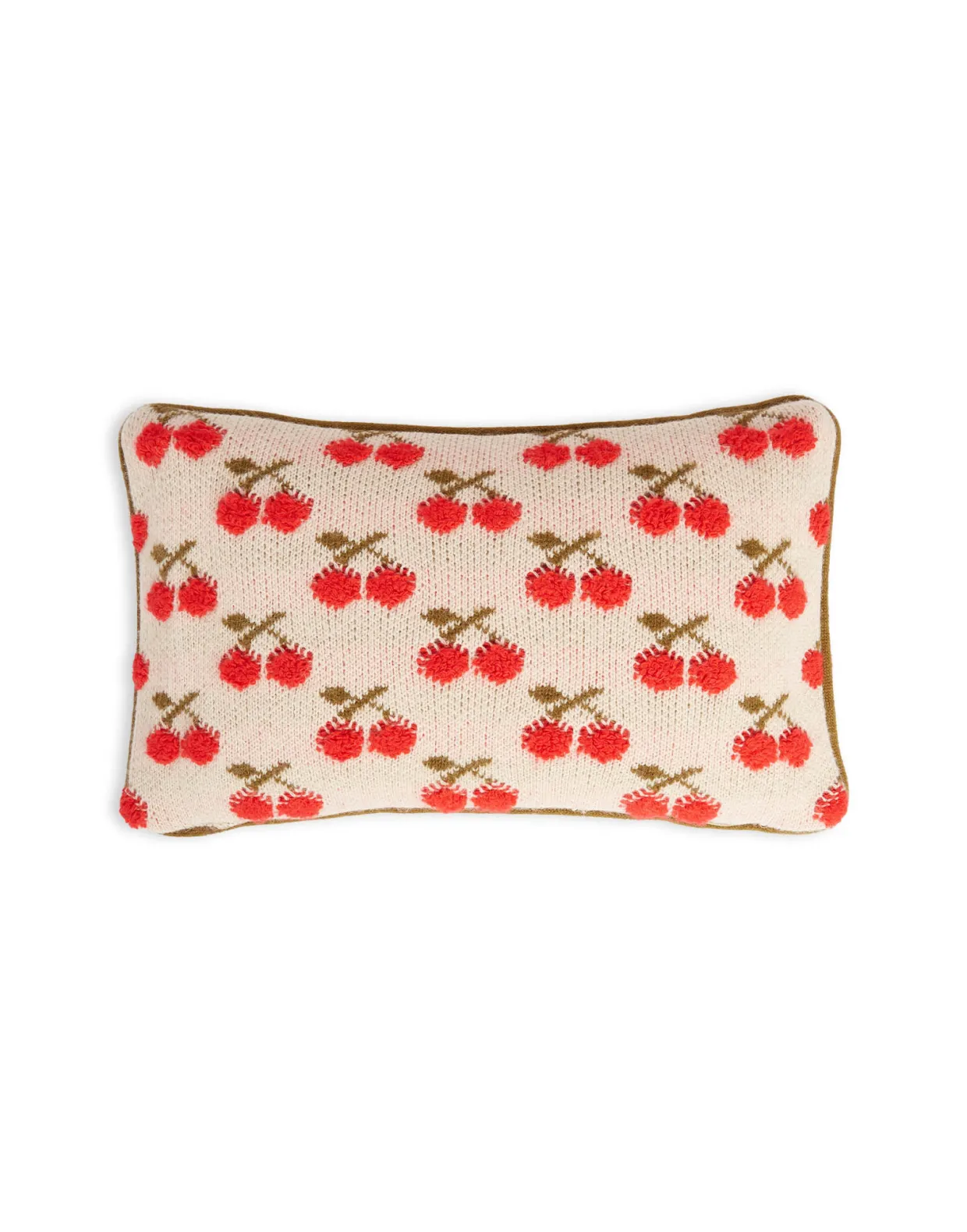 Cherry Knitted CushionOff White in Wool