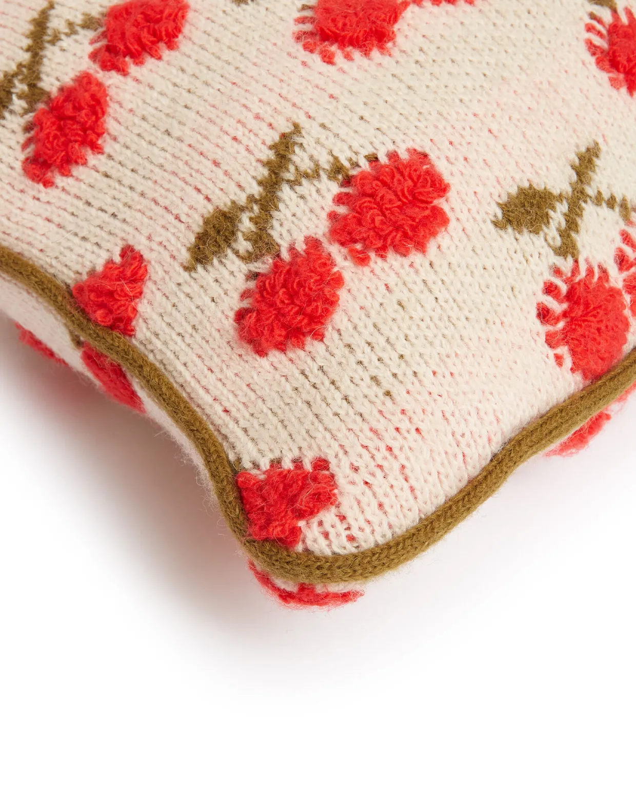Cherry Knitted CushionOff White in Wool