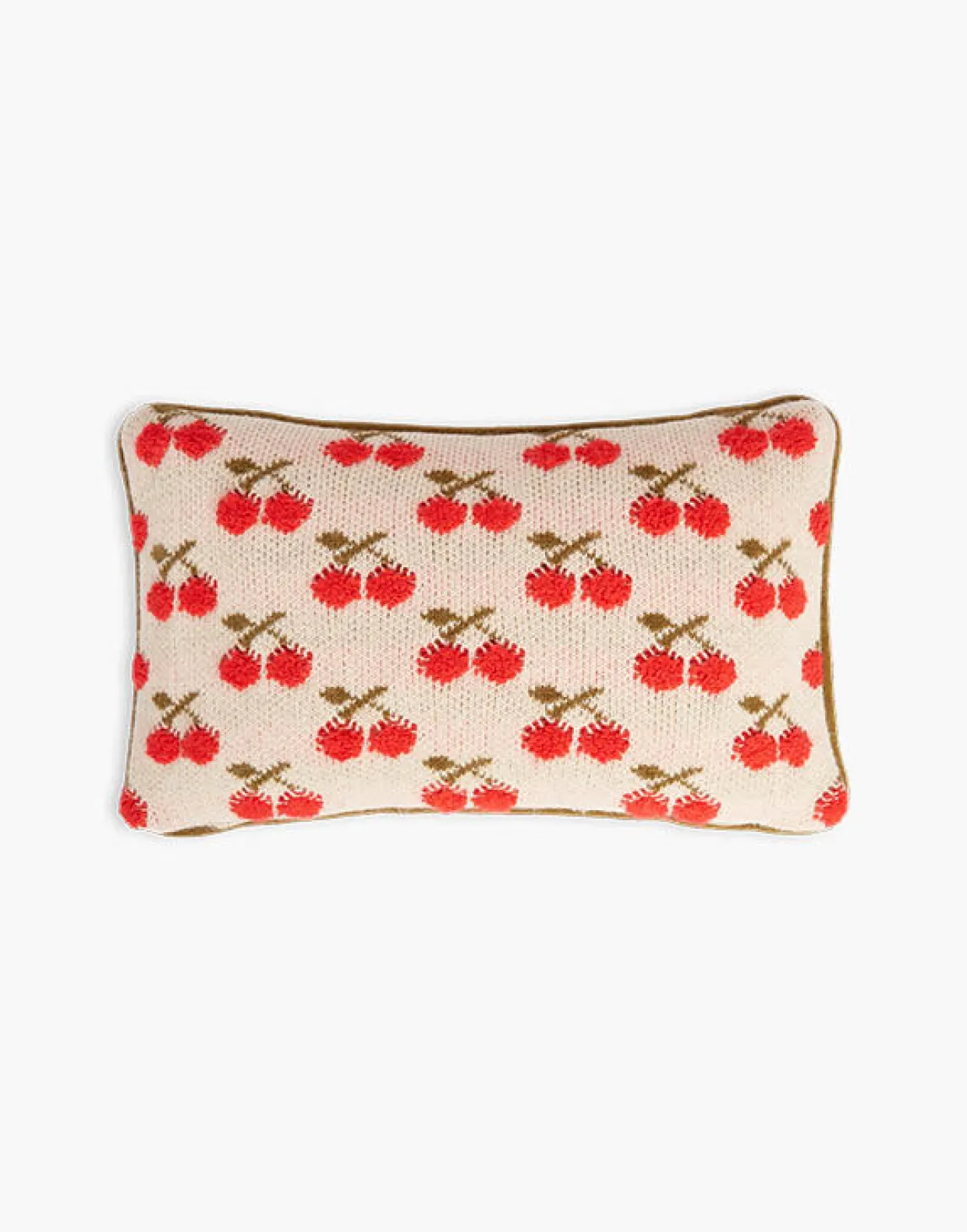 Cherry Knitted CushionOff White in Wool