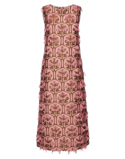Column DressGrove Kaki/Pink in Jacquard