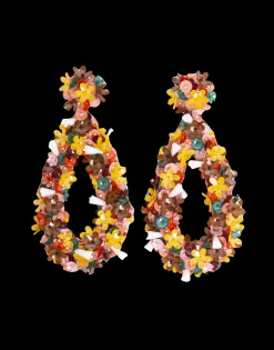 Confetti Hoop EarringsSolid Pink in Macro Flower