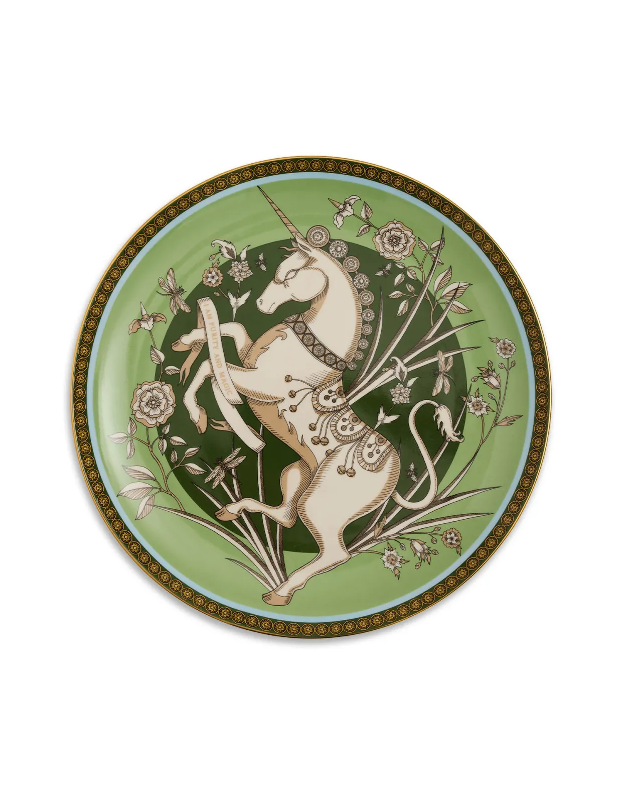 Decorative PlateThe Unicorn Light Green in Porcelain
