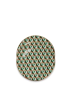 Dessert Plate Set of 2Cubi Verde in Porcelain