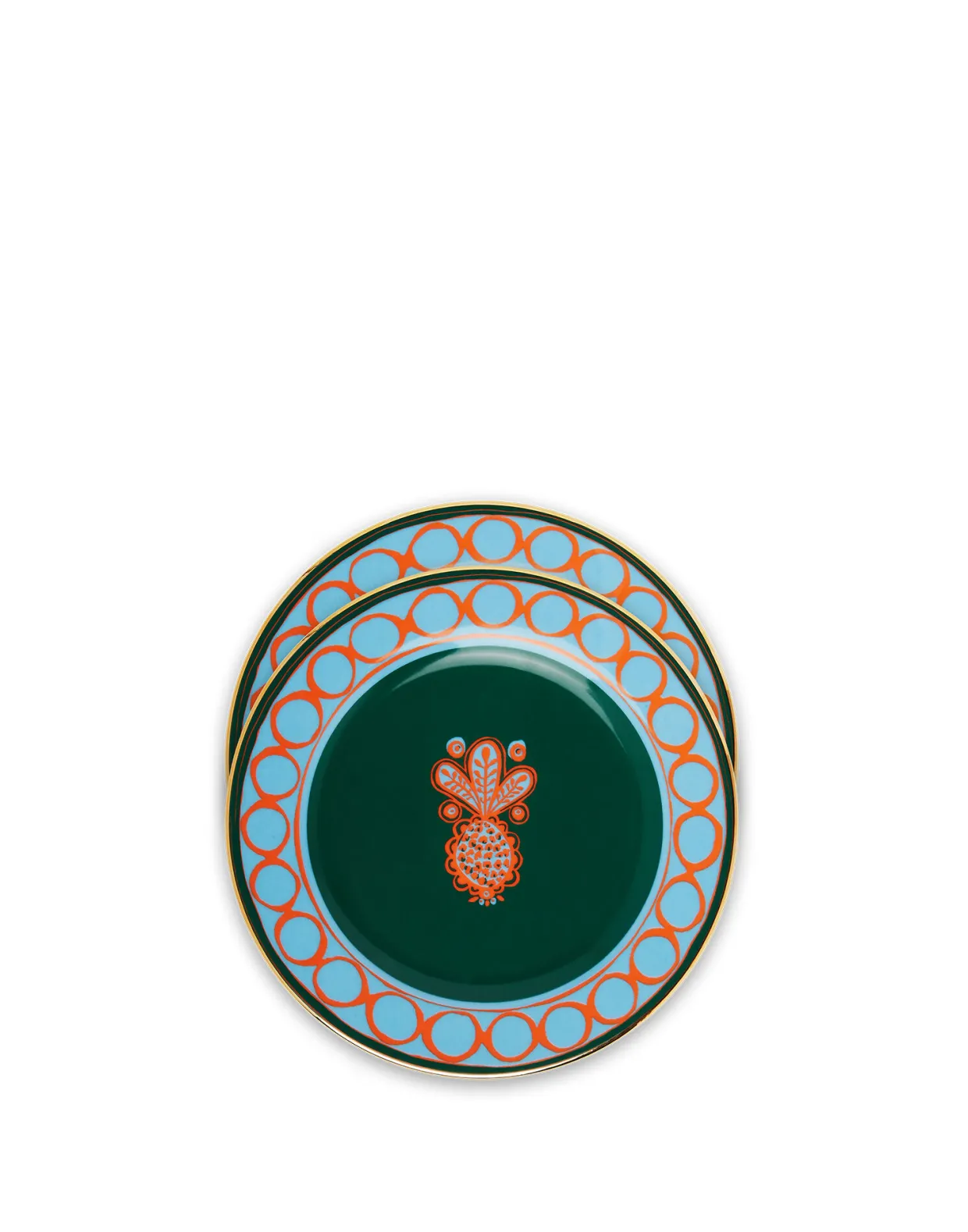 Dessert Plate Set of 2Pineapple Arancio in Porcelain