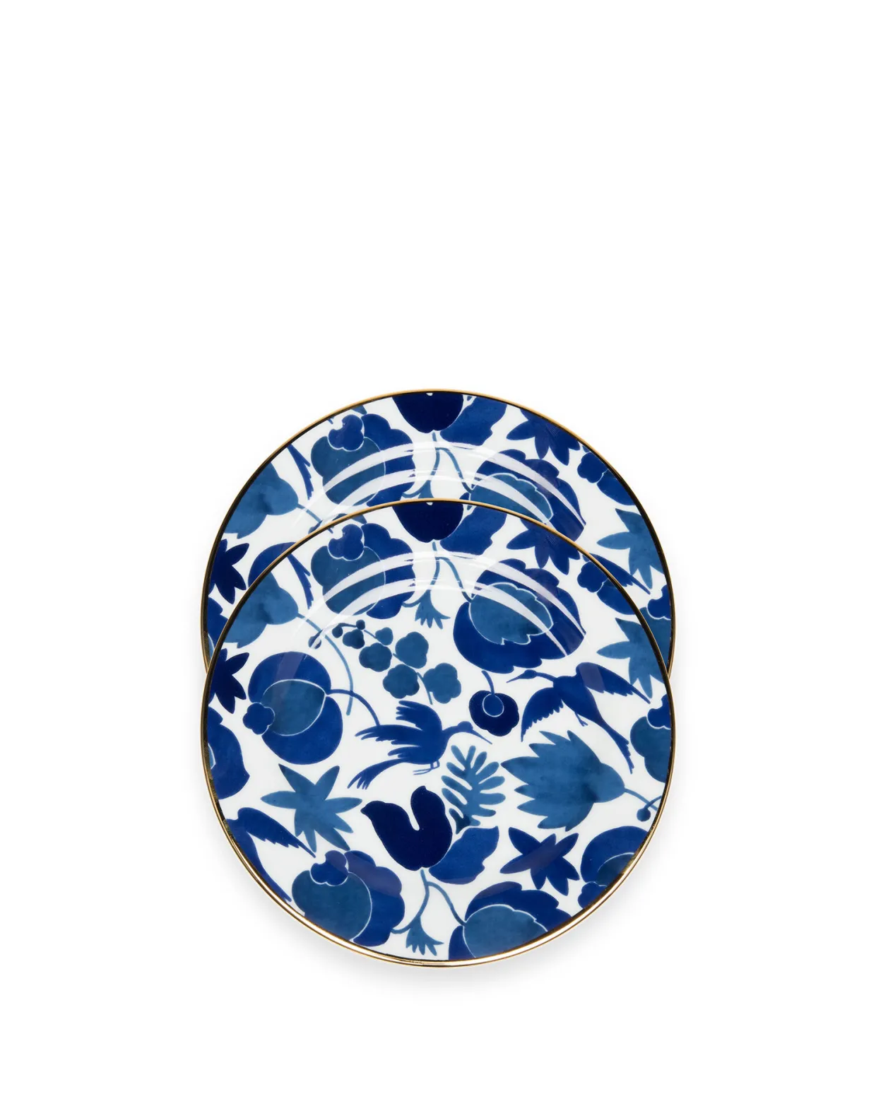 Dessert Plate Set of 2Wildbird Blu/Bianco in Porcelain