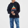 Discman HoodieBlack in Embroidered Jersey