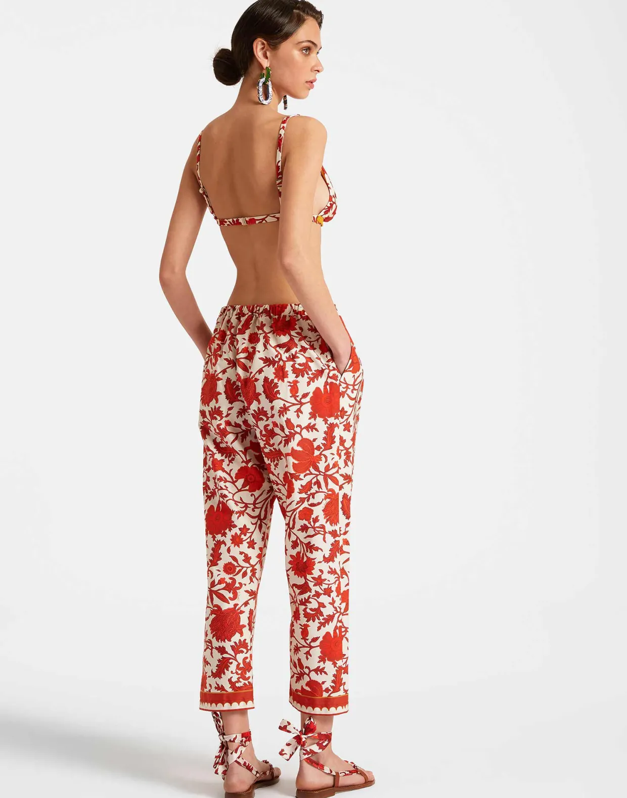 Drawstring PantsDragonflower Mini Red in Summer Poplin