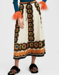 Drawstring SkirtDaisychain Plac&eacute;e Orange in Light Faille