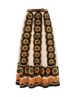 Drawstring SkirtDaisychain Placée Orange in Light Faille