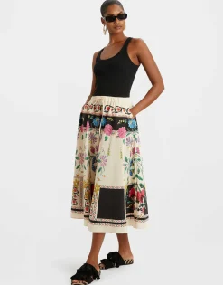 Drawstring SkirtPlaza Placée Ivory in Faille