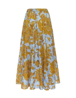 Drawstring SkirtTangle Light Blue in Printed Lace