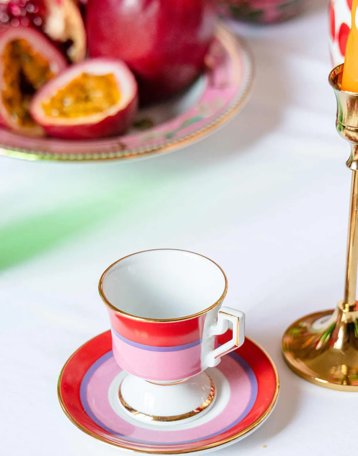 Espresso Cup & Saucer Set of 2Rainbow Rosa in Porcelain