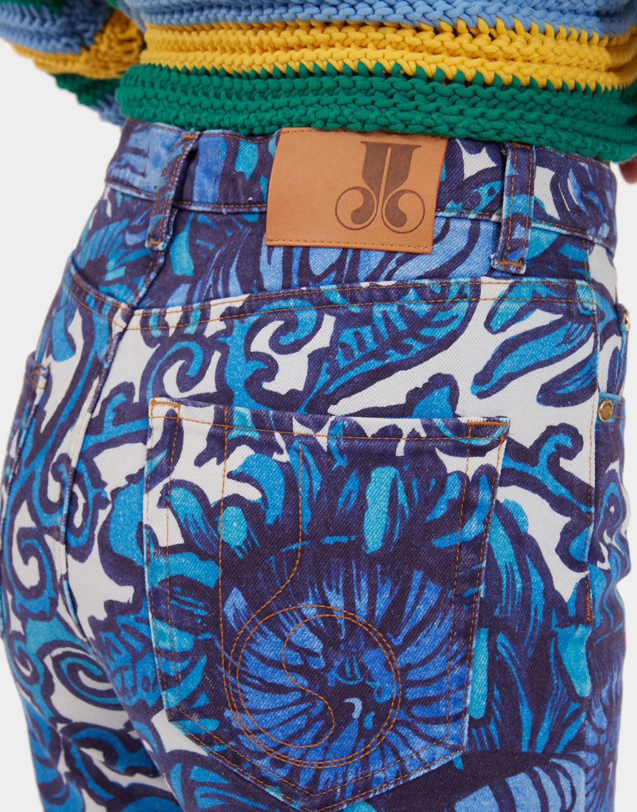 Fancy Crop Jeans (With Feathers)Anemone in Denim