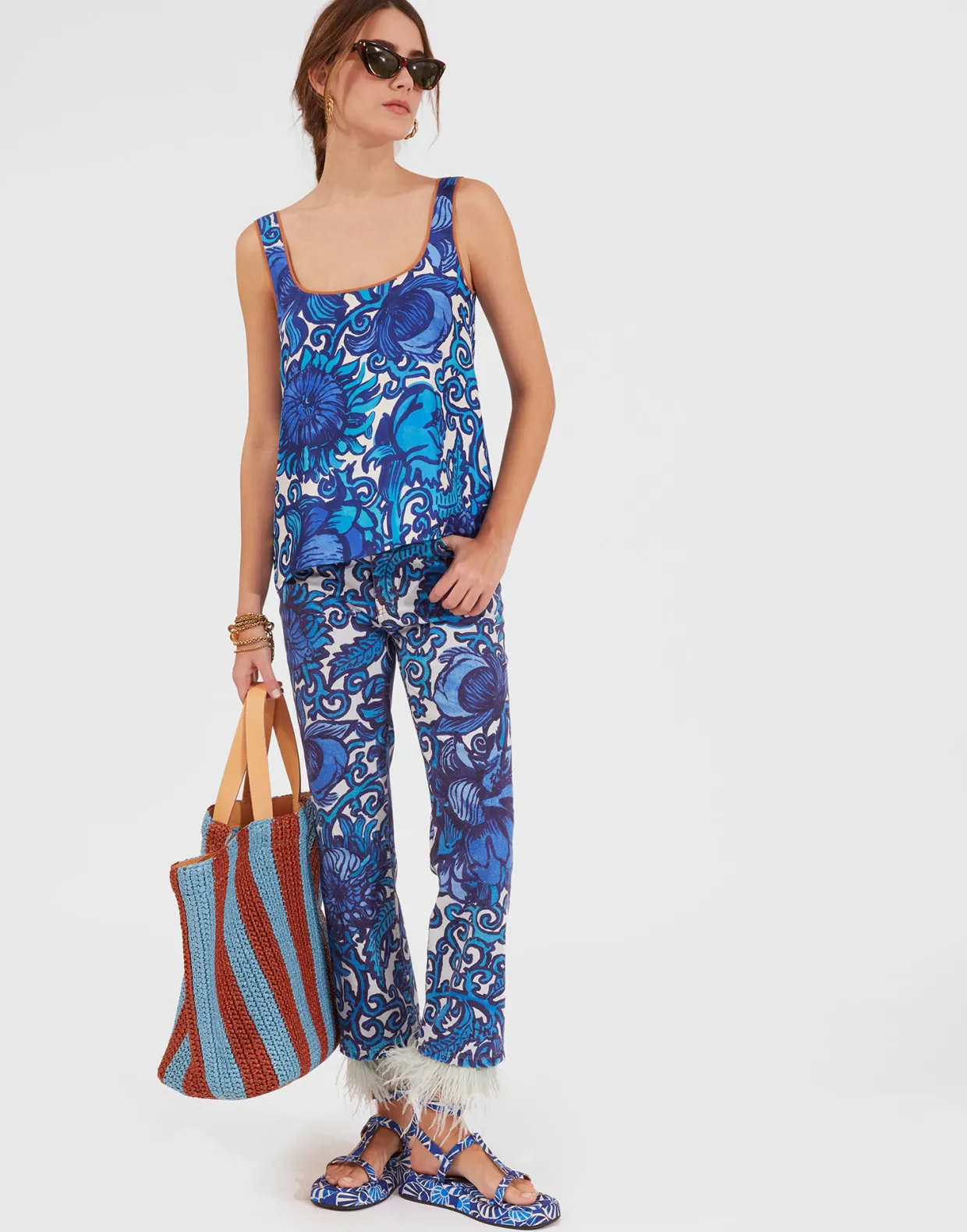 Fancy Crop Jeans (With Feathers)Anemone in Denim