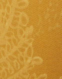 Fancy Crop JeansSicomore Yellow in Laser-Printed Denim With Fringe