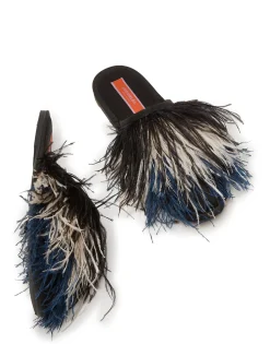 Feather SlipperSolid Black in Raso