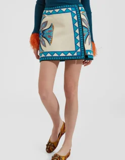 Foulard Mini SkirtLotus Plac&eacute;e Ivory in Stretch Cotton