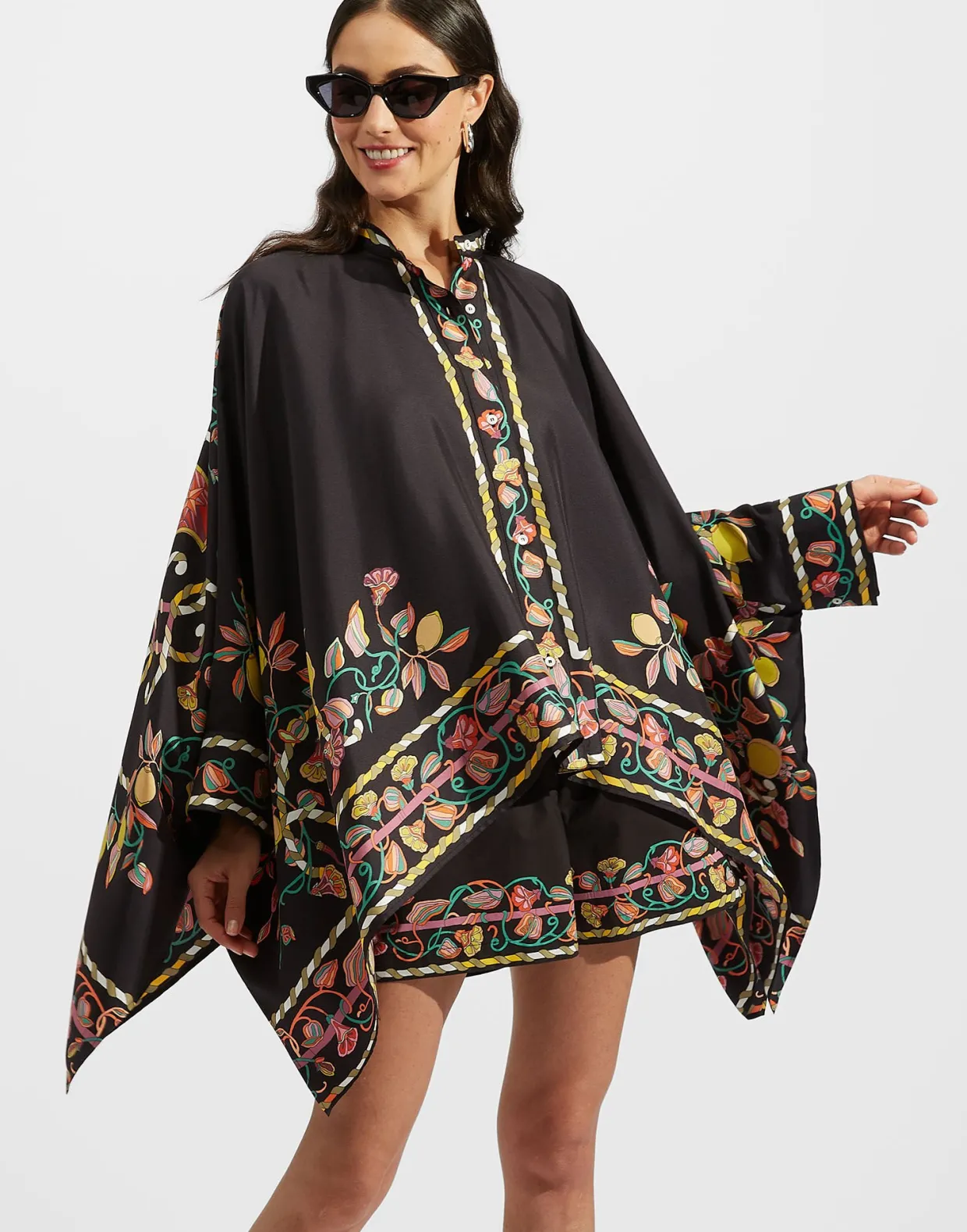 Foulard ShirtBorboni Placée Nero in Twill Silk