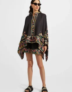 Foulard ShirtBorboni Plac&eacute;e Nero in Twill Silk