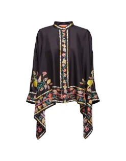 Foulard ShirtBorboni Placée Nero in Twill Silk