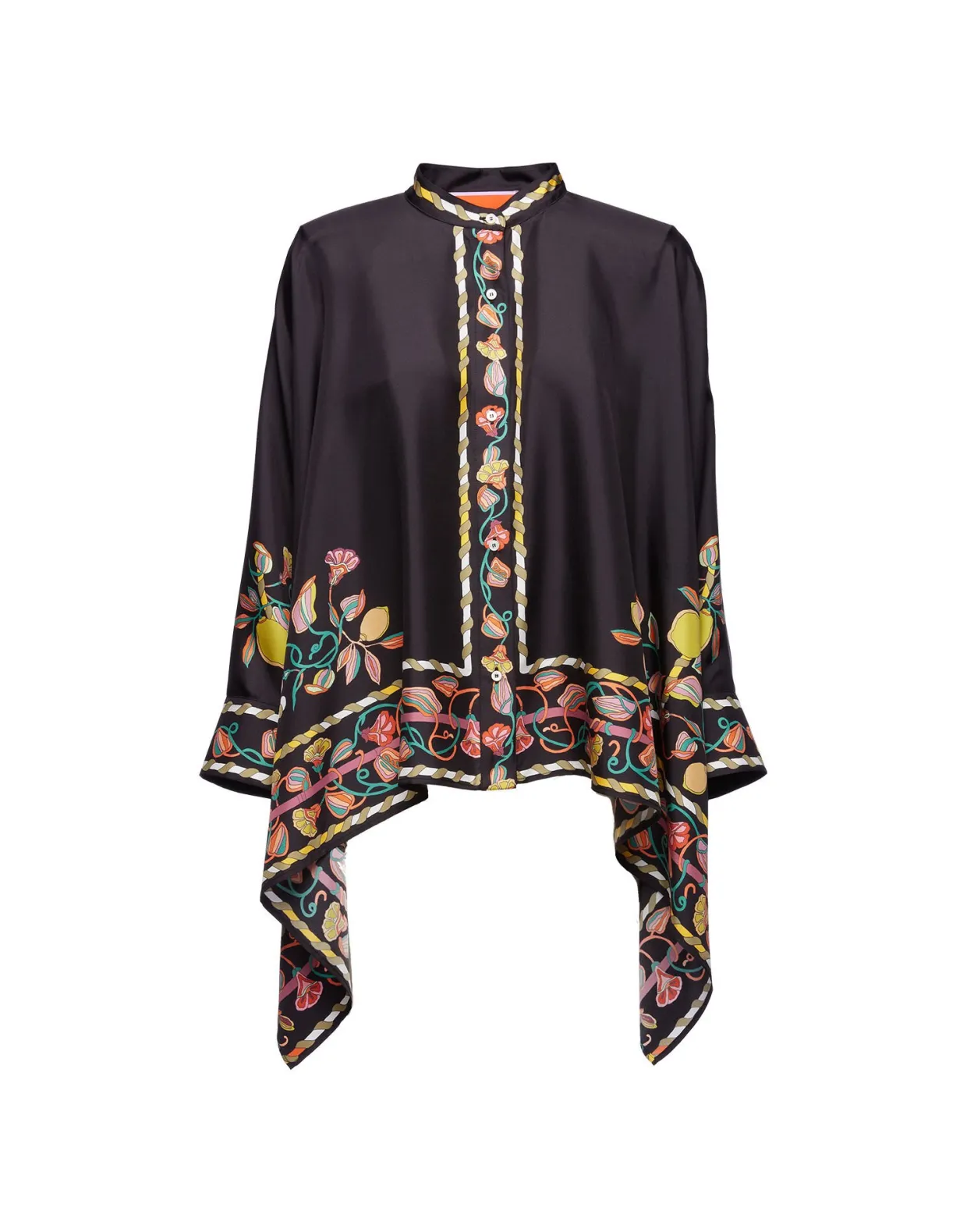 Foulard ShirtBorboni Placée Nero in Twill Silk