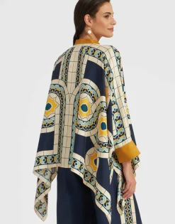 Foulard ShirtMudejar Plac&eacute;e Blue in Silk Twill