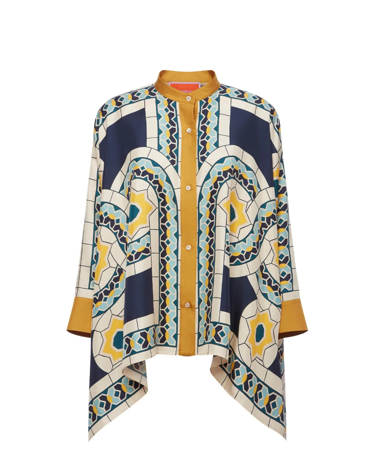 Foulard ShirtMudejar Placée Blue in Silk Twill