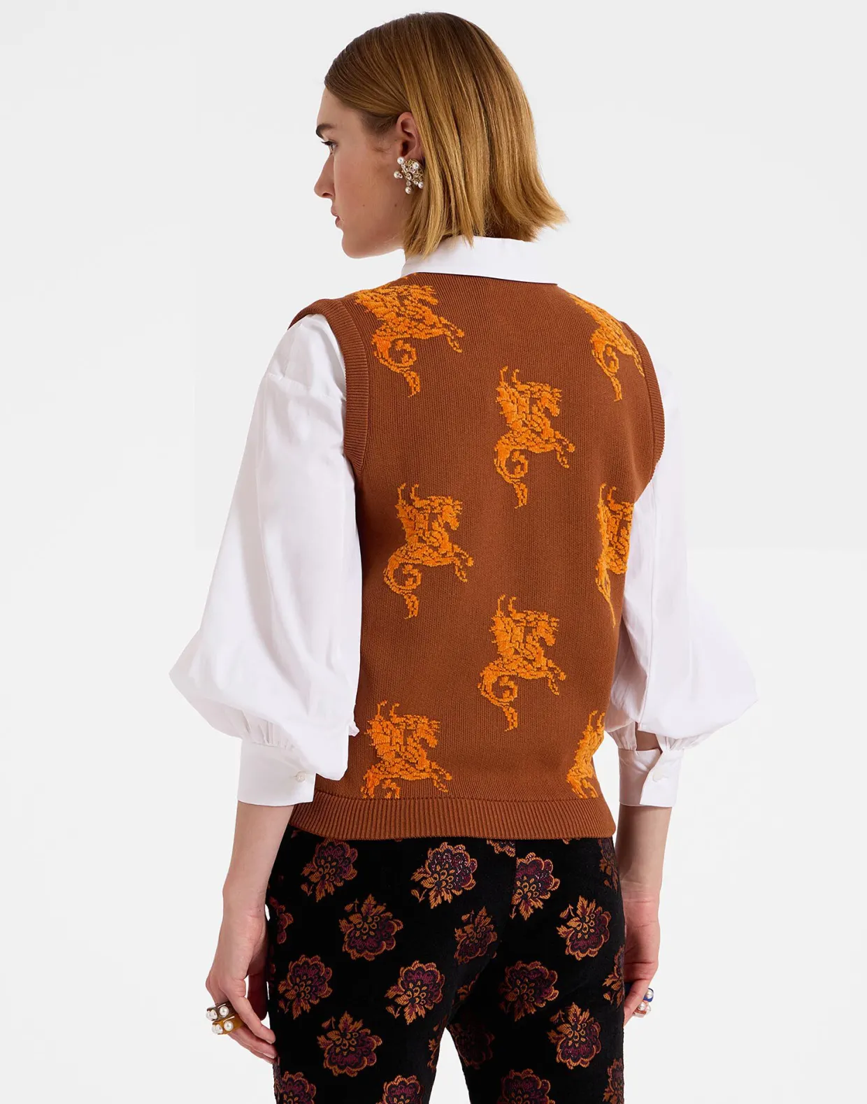 Gryphos GiletBrown in Fleece Jacquard