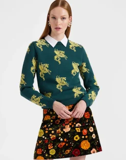 Gryphos SweaterDark Green in Fleece Jacquard