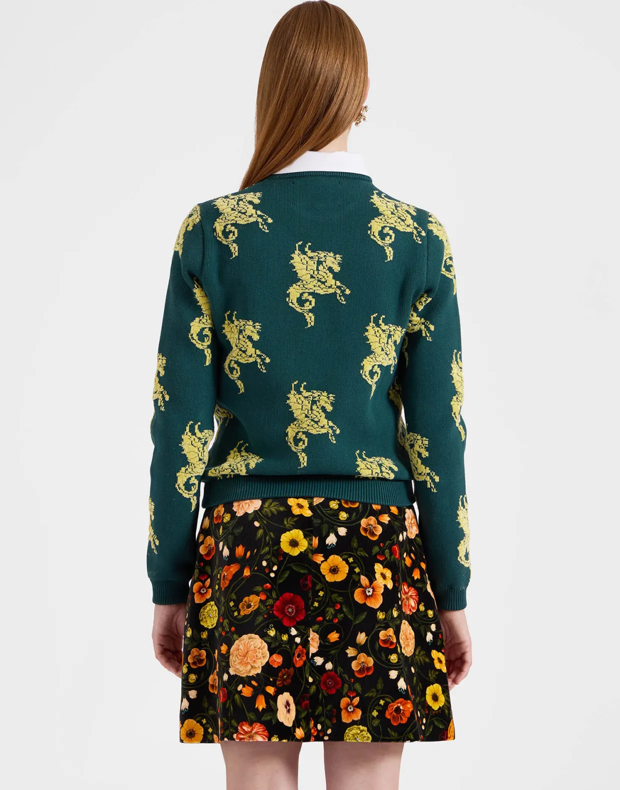 Gryphos SweaterDark Green in Fleece Jacquard