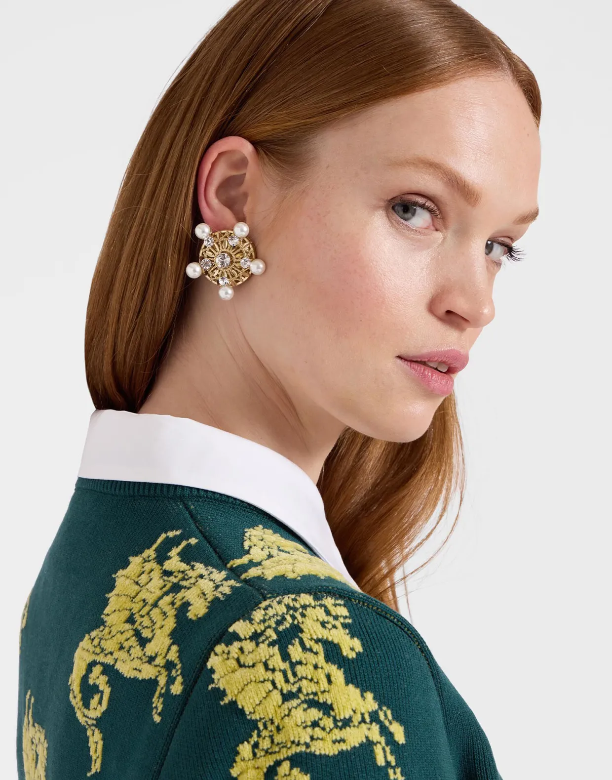 Gryphos SweaterDark Green in Fleece Jacquard