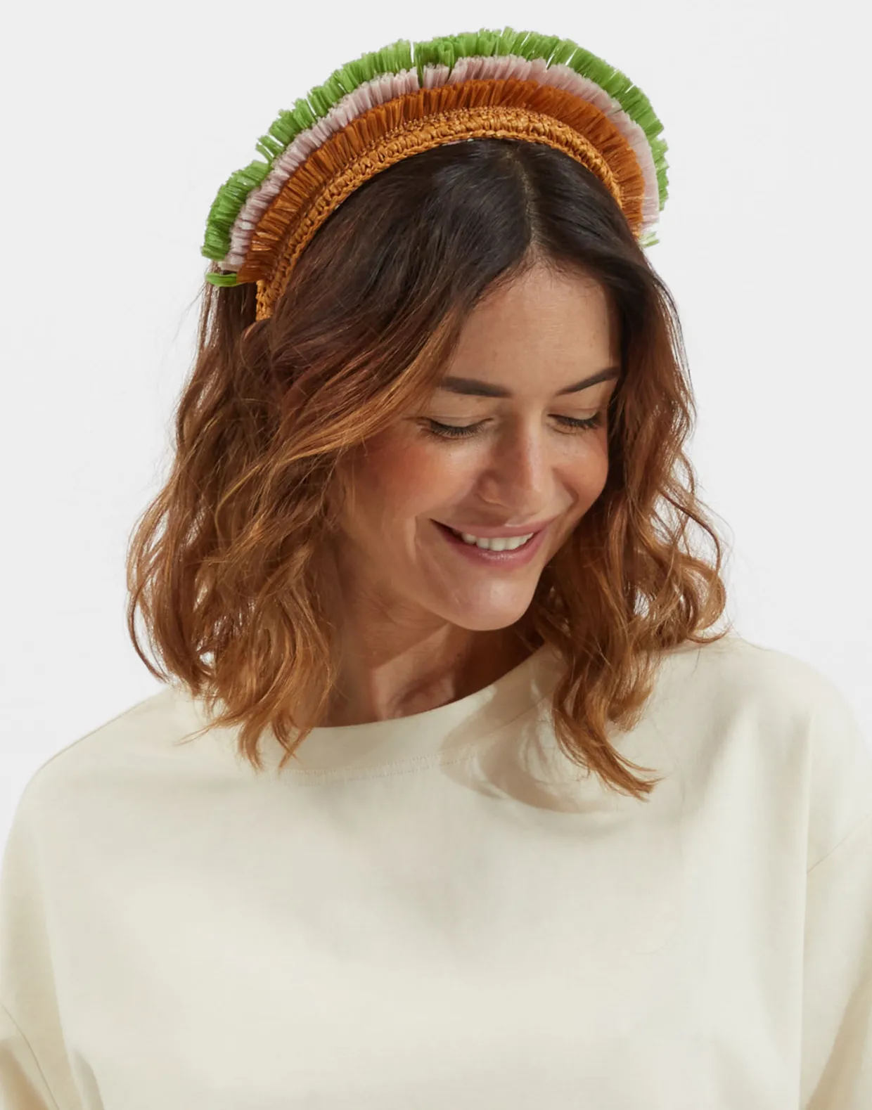 Halo HeadbandSolid Ocher in Raffia Crochet